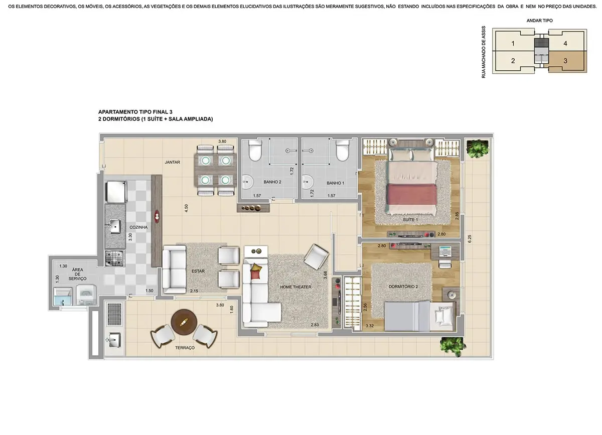 75m 2 dorms 1 suite