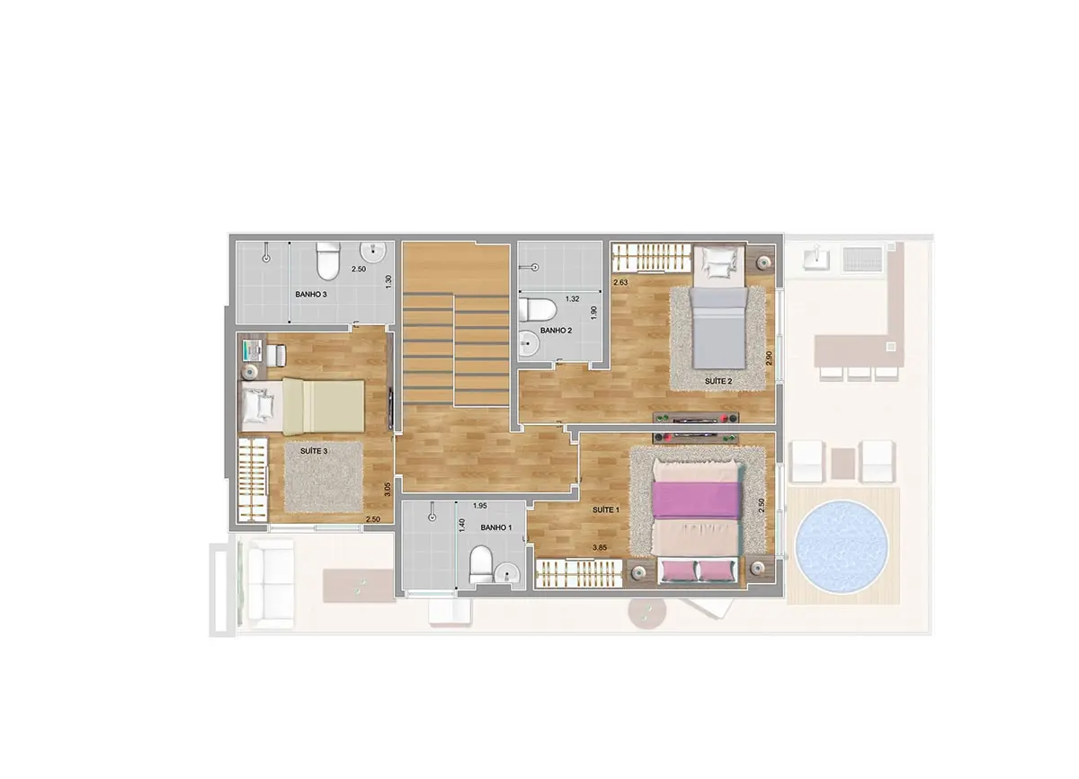 Cobertura B 75m piso superior