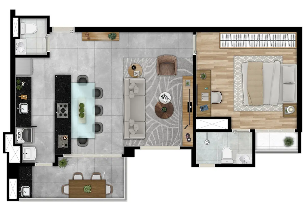 Planta Premium 60m² Opção