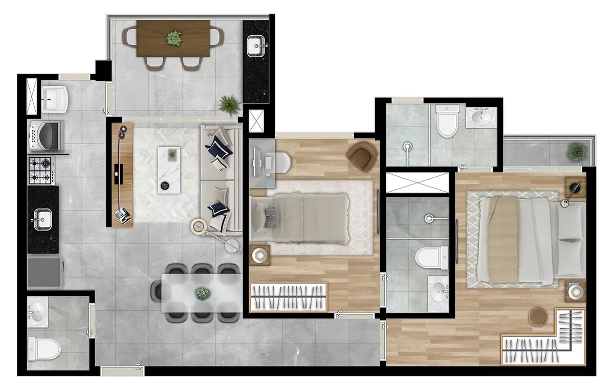 Planta Premium Tipo C 60m²