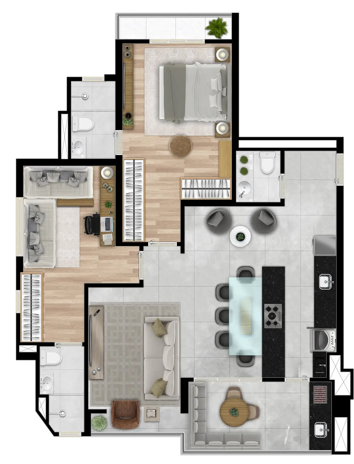 Planta de 80m² Opção R05