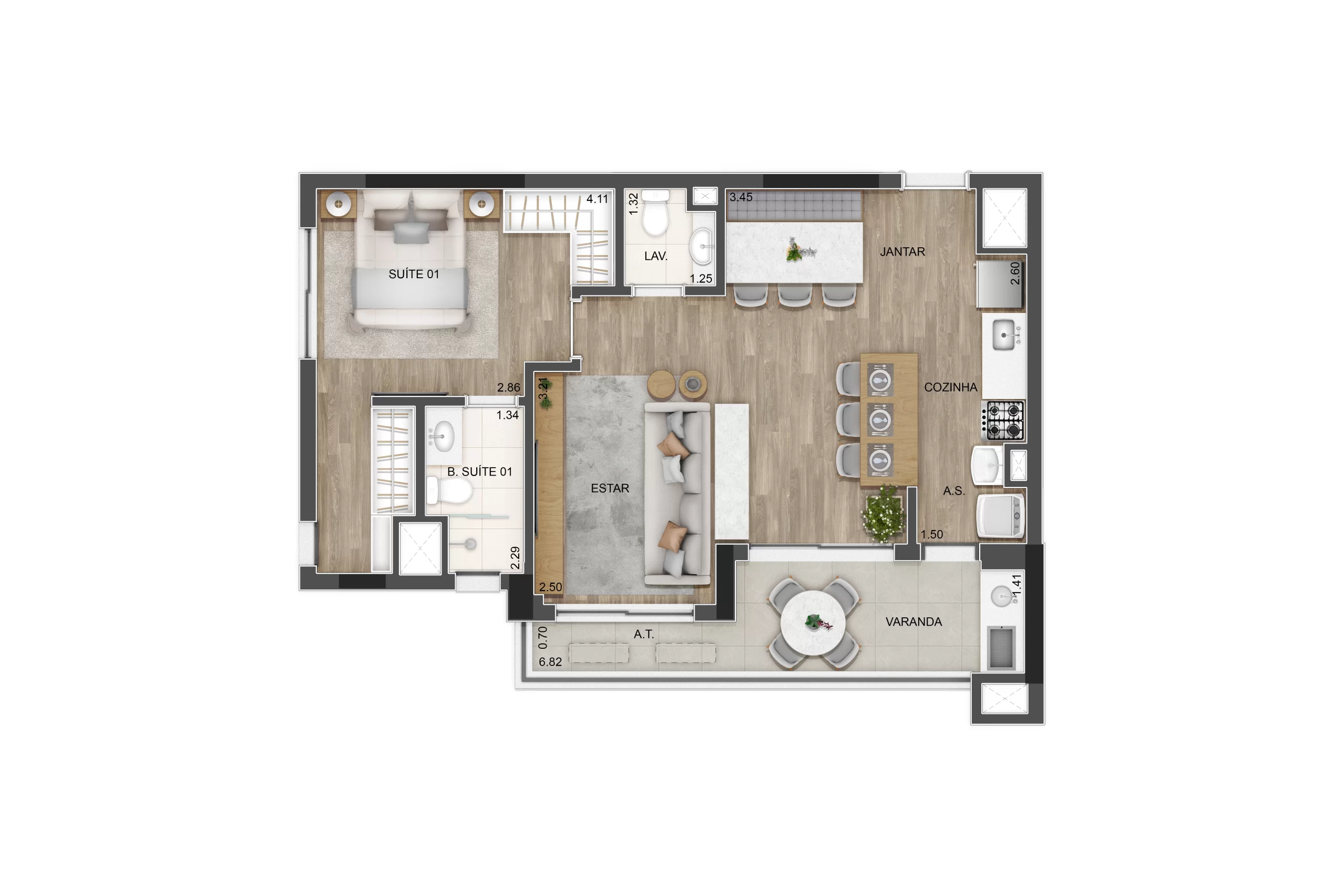 TIPO A COM CAIXILHO E SALA AMPLIADA