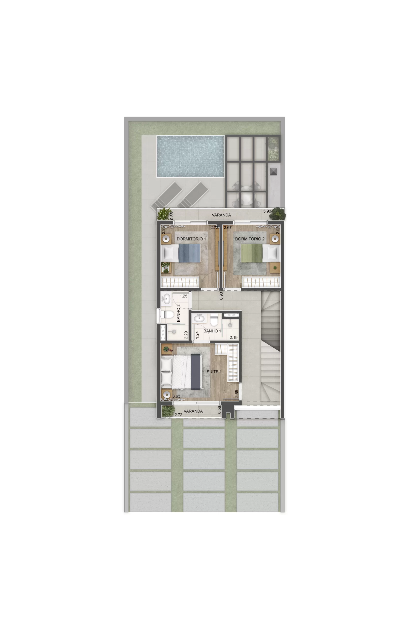 TRIPLEX OPCAO 1 SUITE E 02 DORMS