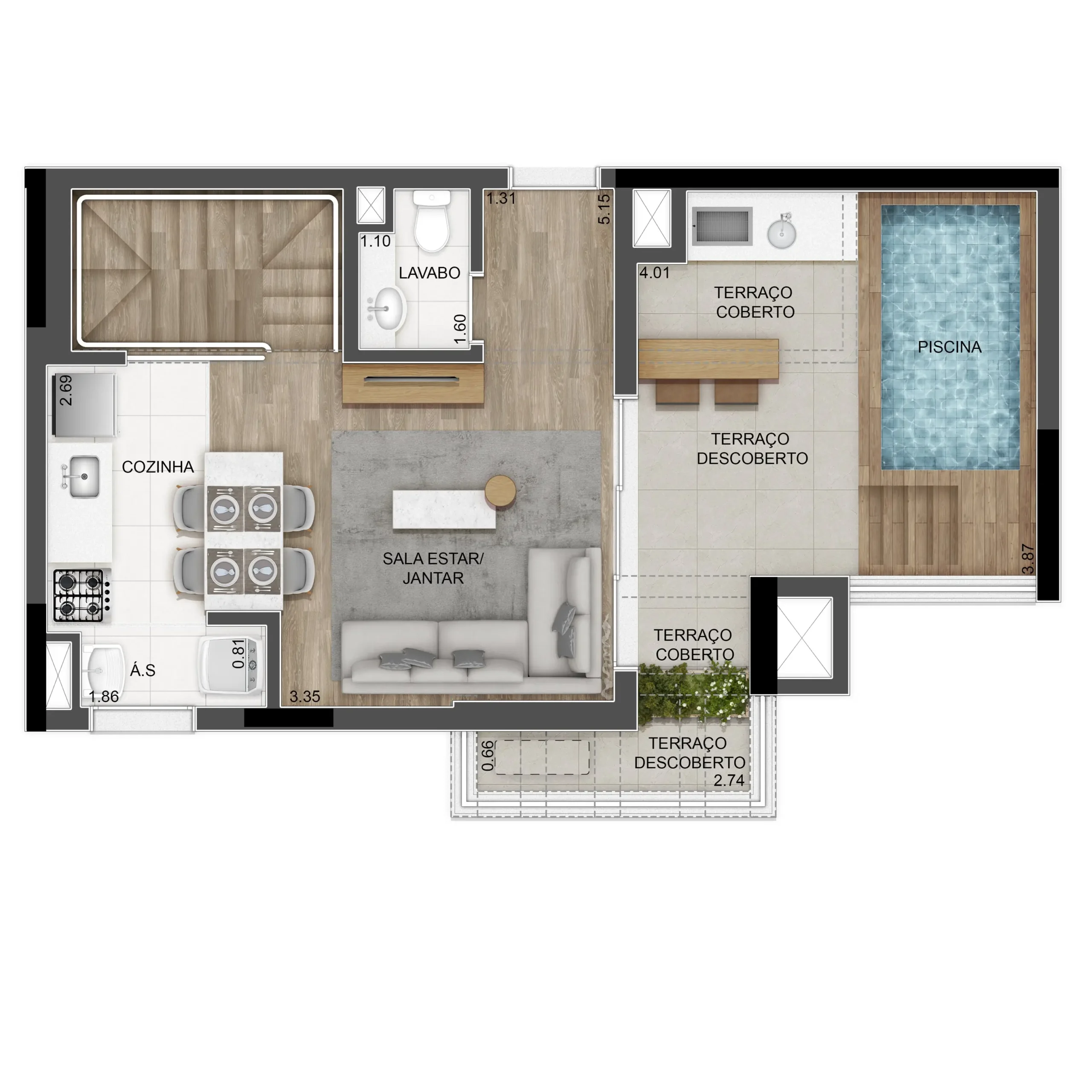 Apto 109m² Tipo E Duplex Superior