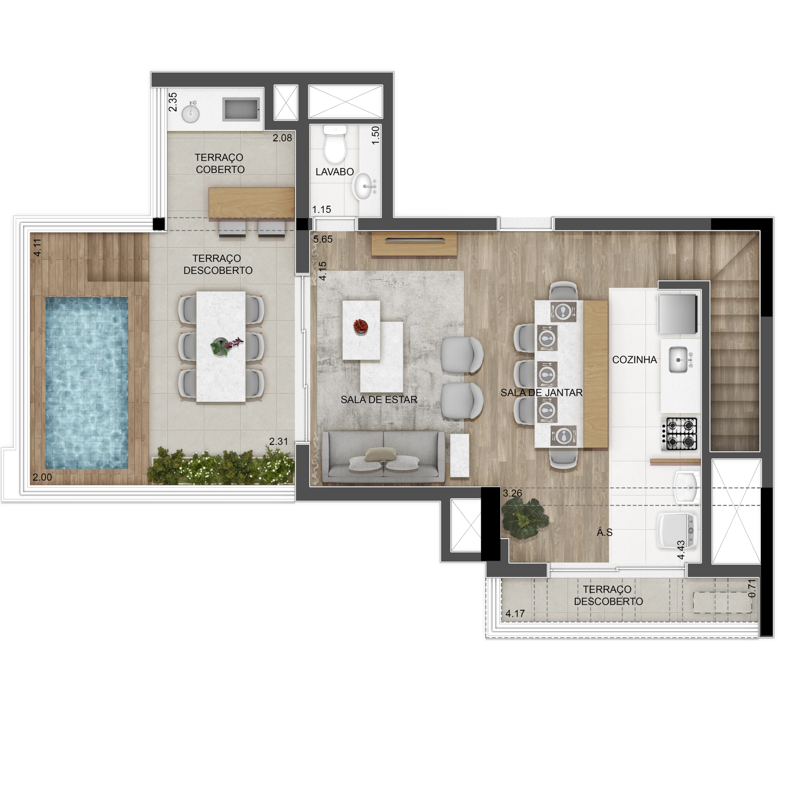 Apto 145m² Tipo D Duplex Superior