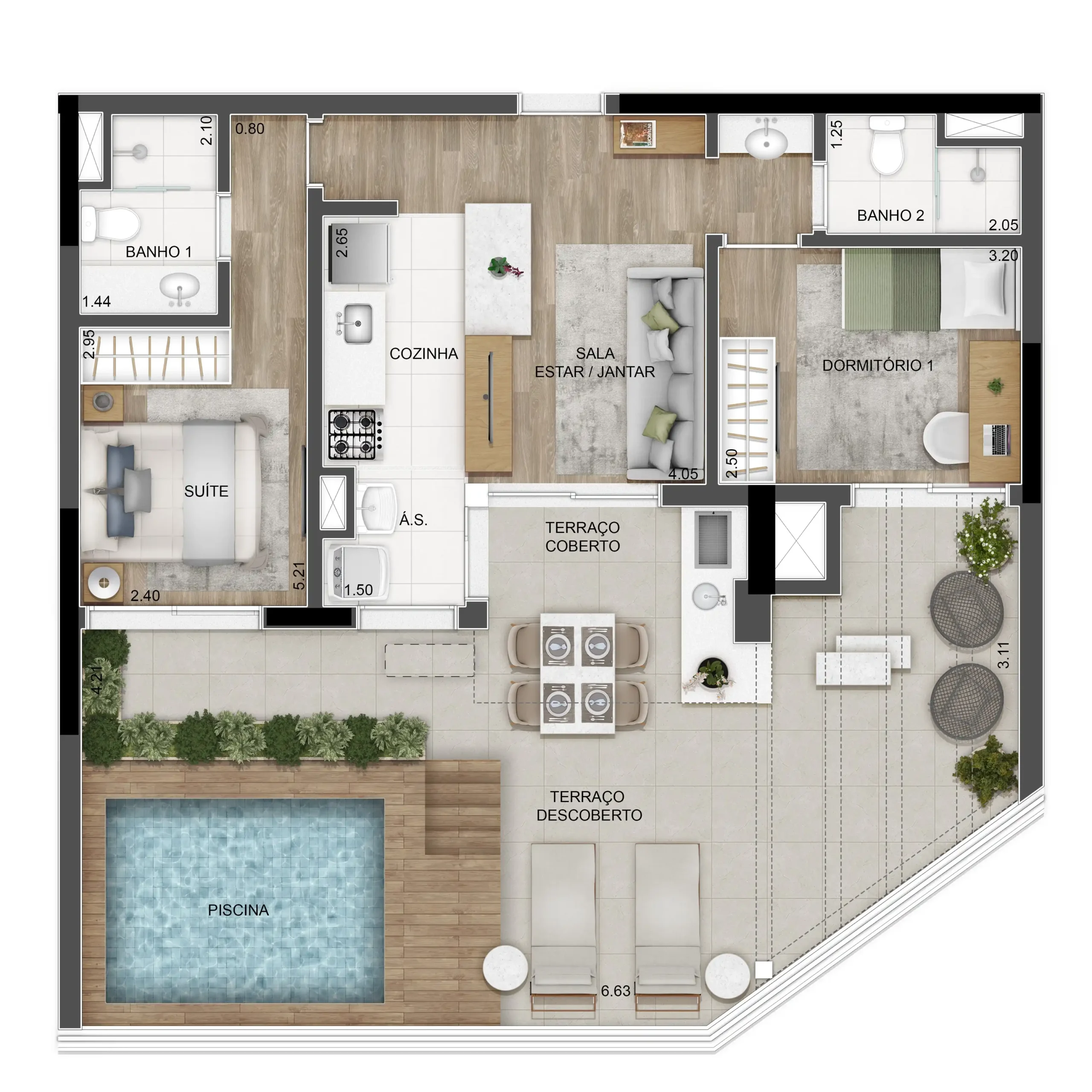 Apto 98 m² Tipo I Garden